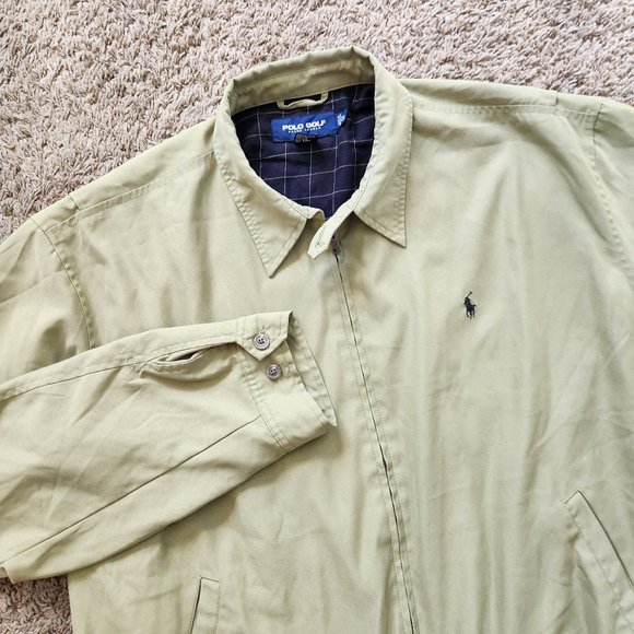 Polo Golf Vintage Blouson Zip Jacket Quilt Lining Men's XL Light Olive - Picture 1 of 10